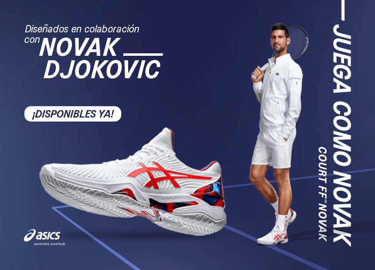 Novak calzado para jugar tennis-asics